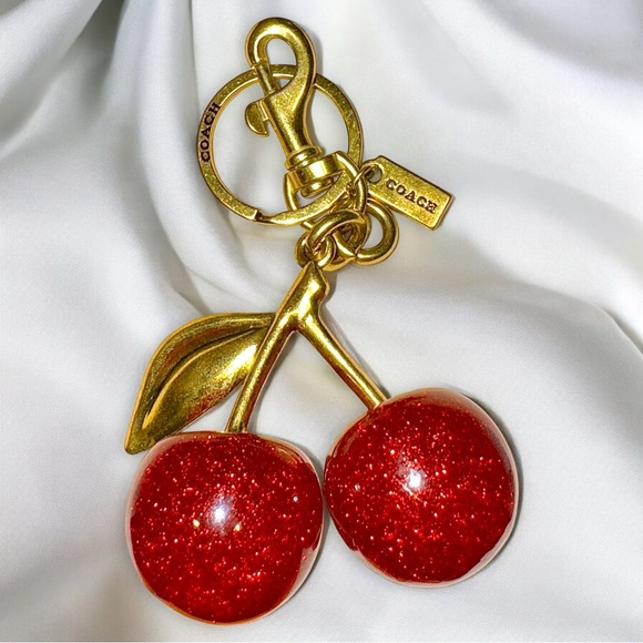 Coach Red and Gold Cherry Keychain with dust bag - Picture 1 of 2